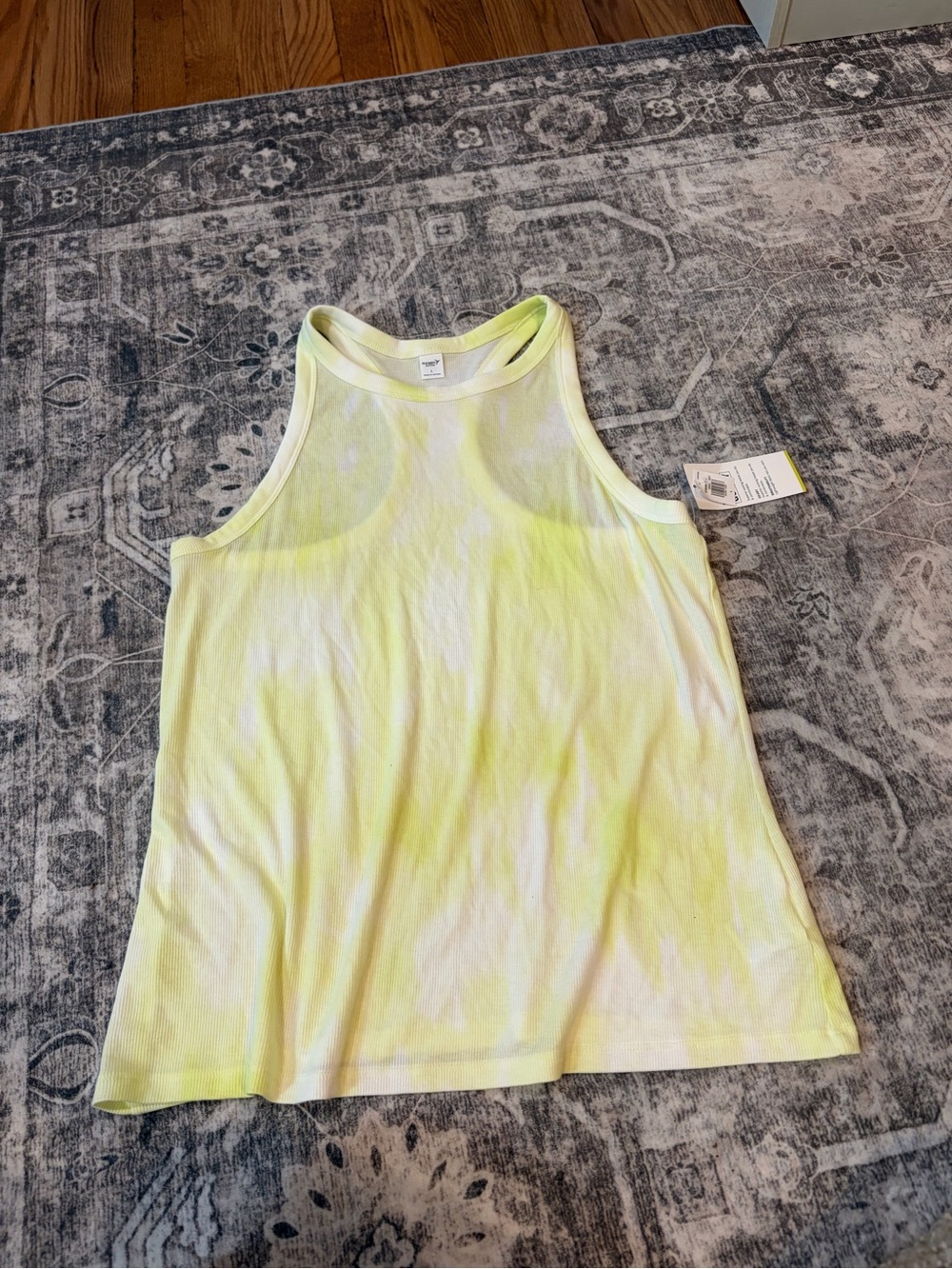 Old Navy Pale Yellow Tie-Dye Ribbed Tank Top